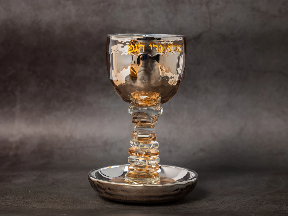 גביע קידוש קריסטל זהב מהודר